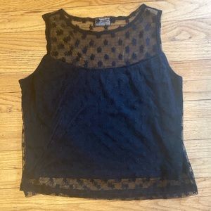 y2k impressions millennium black layered tank w/ mesh flower pattern